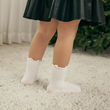 [Banana Kids] FRENKI Ribbed Frill Kids Crew Socks