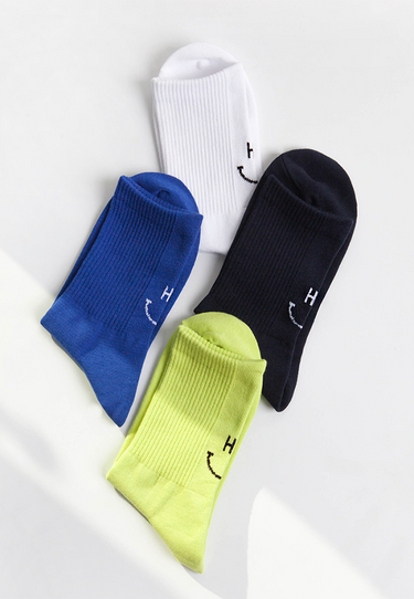 HI & BYE Ribbed Crew Socks - 3 Pairs (20% OFF)