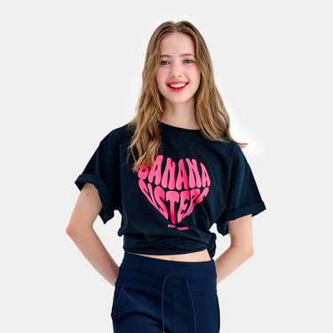 [Banana Sisters] HEART SYMBOL T-shirt Black