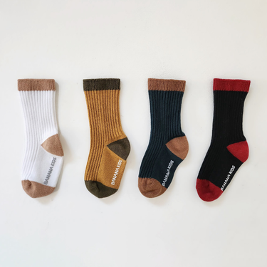 [Banana Kids] COMKI Ribbed Daily Kids Socks