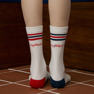 [Banana Sisters x OKAYTINA] DIFFERENT Striped Color Block Odd Crew Socks
