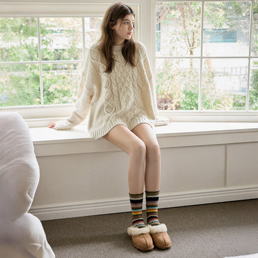 [Biarritz] MISA Stripe Crochet Knitted Socks